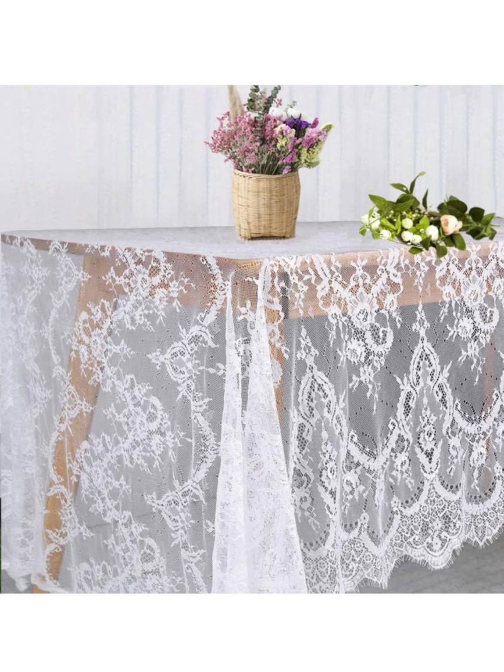 White Lace Tablecloth - Elegant Sheer Table Cover